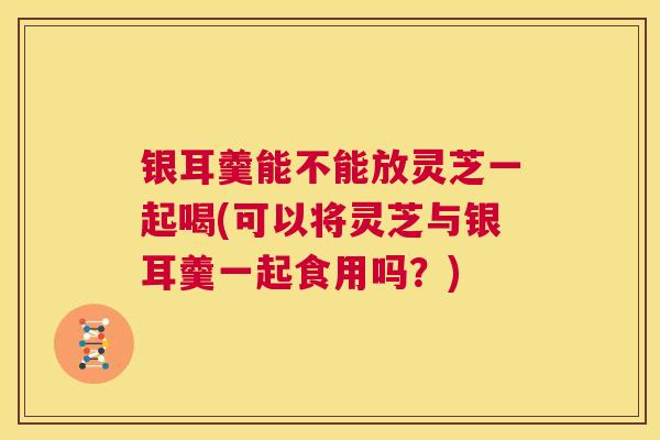 银耳羹能不能放灵芝一起喝(可以将灵芝与银耳羹一起食用吗?) 第1张 银耳羹能不能放灵芝一起喝(可以将灵芝与银耳羹一起食用吗?) 第1张