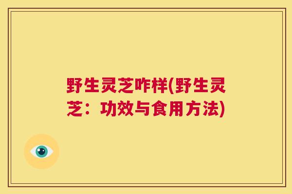 野生灵芝咋样(野生灵芝：功效与食用方法)  第1张