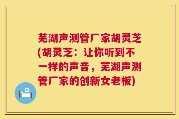芜湖声测管厂家胡灵芝(胡灵芝：让你听到不一样的声音，芜湖声测管厂家的创新女老板)  第1张