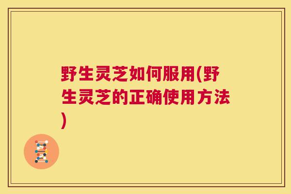 野生灵芝如何服用(野生灵芝的正确使用方法)  第1张