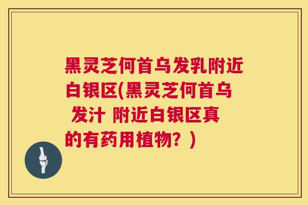 黑灵芝何首乌发乳附近白银区(黑灵芝何首乌 发汁 附近白银区真的有药用植物?) 第1张 黑灵芝何首乌发乳附近白银区(黑灵芝何首乌 发汁 附近白银区真的有药用植物?) 第1张