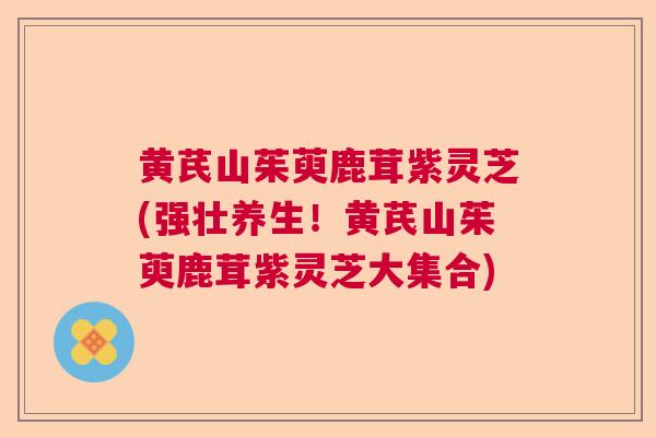 黄芪山茱萸鹿茸紫灵芝(强壮养生!黄芪山茱萸鹿茸紫灵芝大集合)  第1张 黄芪山茱萸鹿茸紫灵芝(强壮养生!黄芪山茱萸鹿茸紫灵芝大集合)  第1张