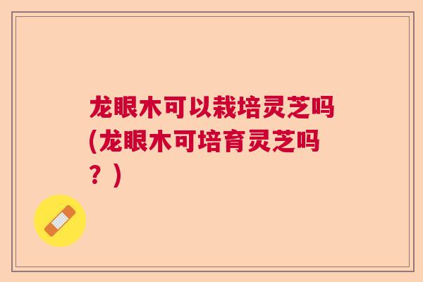 龙眼木可以栽培灵芝吗(龙眼木可培育灵芝吗？)  第1张