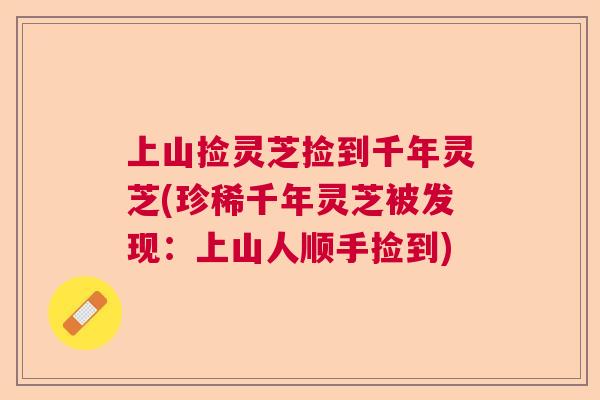 上山捡灵芝捡到千年灵芝(珍稀千年灵芝被发现：上山人顺手捡到)  第1张