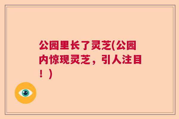 公园里长了灵芝(公园内惊现灵芝，引人注目！)  第1张