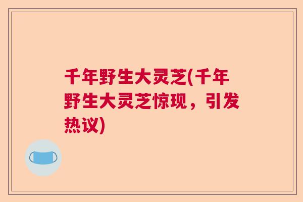 千年野生大灵芝(千年野生大灵芝惊现，引发热议)  第1张