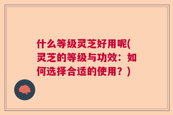 什么等级灵芝好用呢(灵芝的等级与功效：如何选择合适的使用？)  第1张