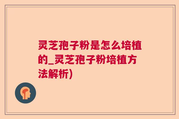 灵芝孢子粉是怎么培植的_灵芝孢子粉培植方法解析)  第1张