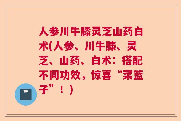 人参川牛膝灵芝山药白术(人参、川牛膝、灵芝、山药、白术：搭配不同功效，惊喜“菜篮子”！)  第1张