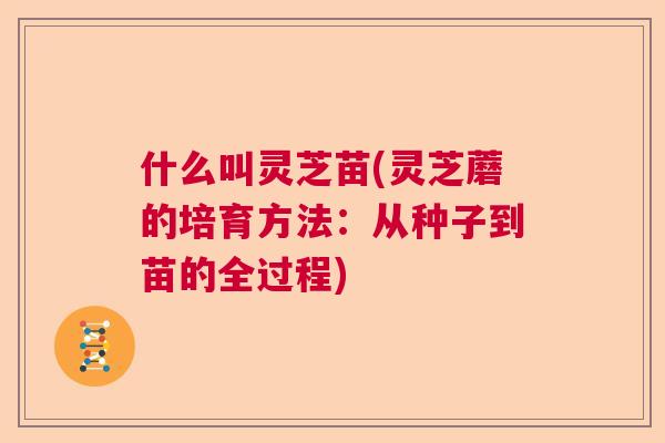 什么叫灵芝苗(灵芝蘑的培育方法：从种子到苗的全过程)  第1张