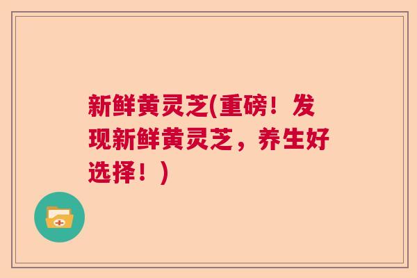新鲜黄灵芝(重磅！发现新鲜黄灵芝，养生好选择！)  第1张