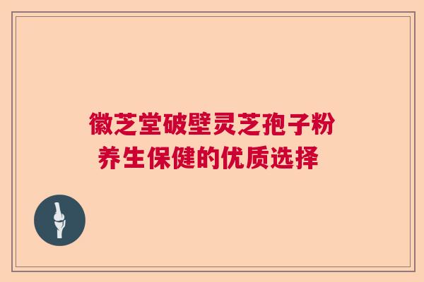 徽芝堂破壁灵芝孢子粉 养生保健的优质选择  第1张