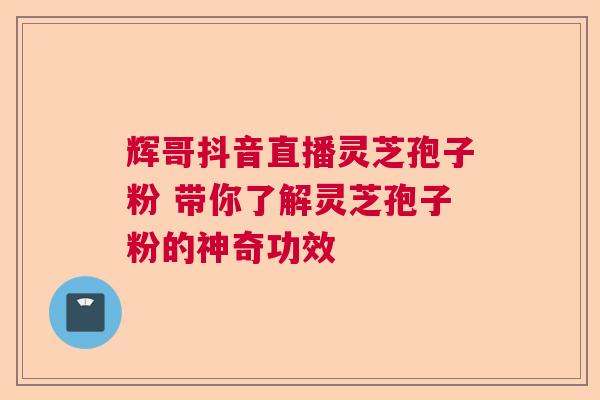 辉哥抖音直播灵芝孢子粉 带你了解灵芝孢子粉的神奇功效  第1张
