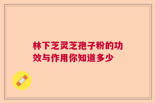 林下芝灵芝孢子粉的功效与作用你知道多少  第1张