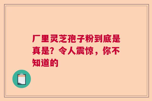 厂里灵芝孢子粉到底是真是？令人震惊，你不知道的  第1张