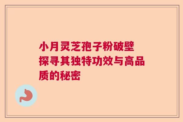 小月灵芝孢子粉破壁 探寻其独特功效与高品质的秘密  第1张