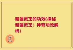 新疆灵芝的功效(探秘新疆灵芝：神奇功效解析)
