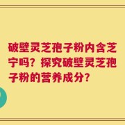 破壁灵芝孢子粉内含芝宁吗？探究破壁灵芝孢子粉的营养成分？