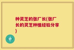 种灵芝的张厂长(张厂长的灵芝种植经验分享)