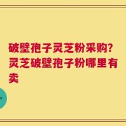 破壁孢子灵芝粉采购？灵芝破壁孢子粉哪里有卖