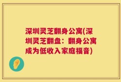 深圳灵芝翻身公寓(深圳灵芝翻盘：翻身公寓成为低收入家庭福音)