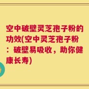 空中破壁灵芝孢子粉的功效(空中灵芝孢子粉：破壁易吸收，助你健康长寿)