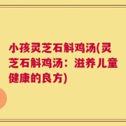 小孩灵芝石斛鸡汤(灵芝石斛鸡汤：滋养儿童健康的良方)
