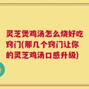 灵芝煲鸡汤怎么烧好吃窍门(那几个窍门让你的灵芝鸡汤口感升级)