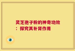 灵芝孢子粉的神奇功效：探究其补肾作用