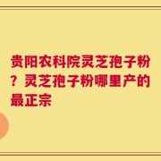 贵阳农科院灵芝孢子粉？灵芝孢子粉哪里产的最正宗