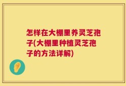 怎样在大棚里养灵芝孢子(大棚里种植灵芝孢子的方法详解)
