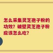 怎么采集灵芝孢子粉的功效？破壁灵芝孢子粉应该怎么吃？