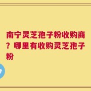 南宁灵芝孢子粉收购商？哪里有收购灵芝孢子粉