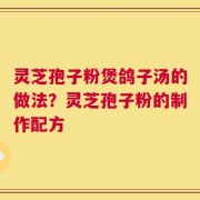 灵芝孢子粉煲鸽子汤的做法？灵芝孢子粉的制作配方