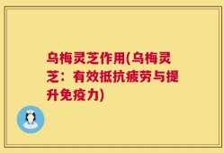 乌梅灵芝作用(乌梅灵芝：有效抵抗疲劳与提升免疫力)