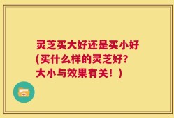 灵芝买大好还是买小好(买什么样的灵芝好？大小与效果有关！)