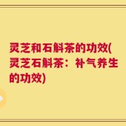 灵芝和石斛茶的功效(灵芝石斛茶：补气养生的功效)