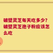 破壁灵芝每天吃多少？破壁灵芝孢子粉应该怎么吃