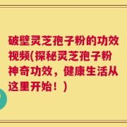 破壁灵芝孢子粉的功效视频(探秘灵芝孢子粉神奇功效，健康生活从这里开始！)