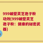 999破壁灵芝孢子粉功效(999破壁灵芝孢子粉：健康的秘密武器)