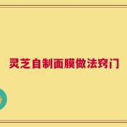 灵芝自制面膜做法窍门