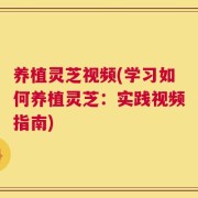 养植灵芝视频(学习如何养植灵芝：实践视频指南)
