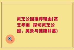 灵芝公园推荐理由(赏芝寻幽  探访灵芝公园，美景与健康并蓄)