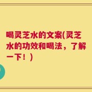 喝灵芝水的文案(灵芝水的功效和喝法，了解一下！)