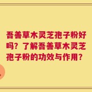 吾善草木灵芝孢子粉好吗？了解吾善草木灵芝孢子粉的功效与作用？