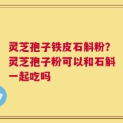 灵芝孢子铁皮石斛粉？灵芝孢子粉可以和石斛一起吃吗
