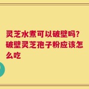 灵芝水煮可以破壁吗？破壁灵芝孢子粉应该怎么吃