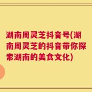 湖南周灵芝抖音号(湖南周灵芝的抖音带你探索湖南的美食文化)