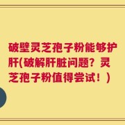破壁灵芝孢子粉能够护肝(破解肝脏问题？灵芝孢子粉值得尝试！)