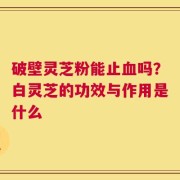 破壁灵芝粉能止血吗？白灵芝的功效与作用是什么